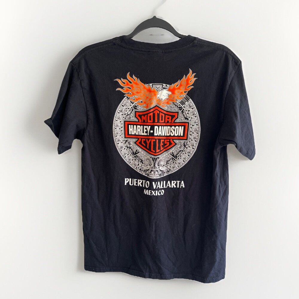 Vintage Flame Eagle Harley Davidson Motorcycles Shirt Puerto Vallarta Mexico Med